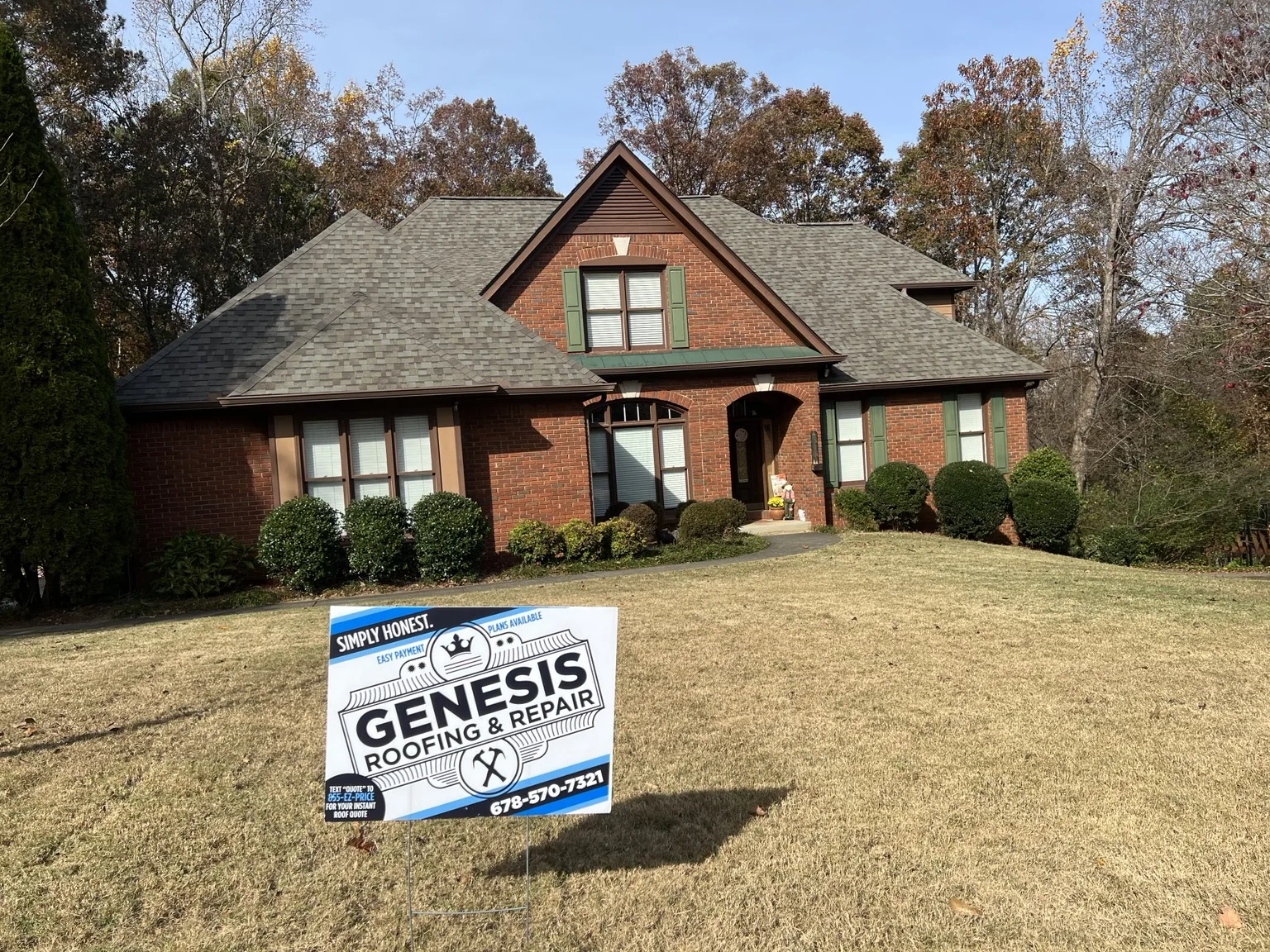 Finished architectural shingle roof on a Genesis Roofing project